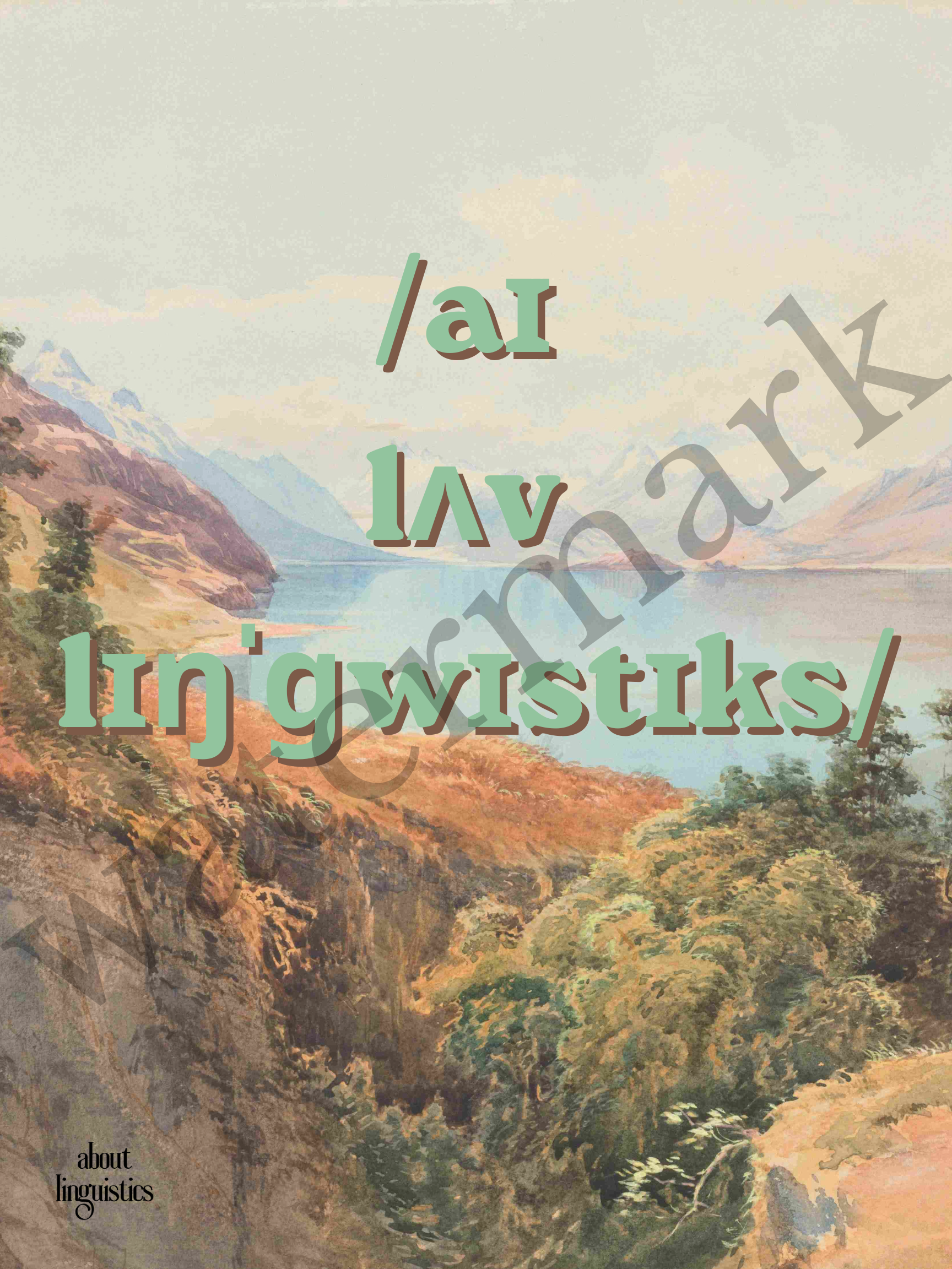 I love linguistics green printable poster